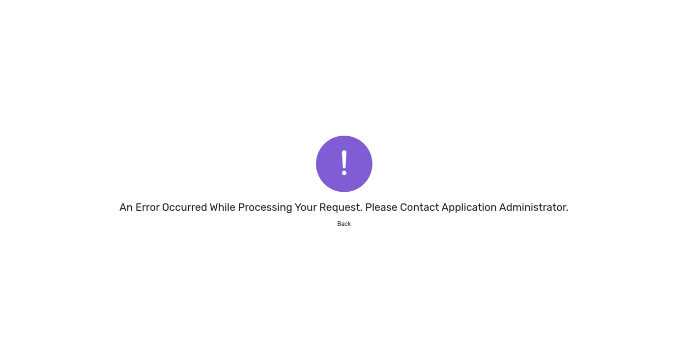 If anything fails during the transaction journey, this error page is shown instead.